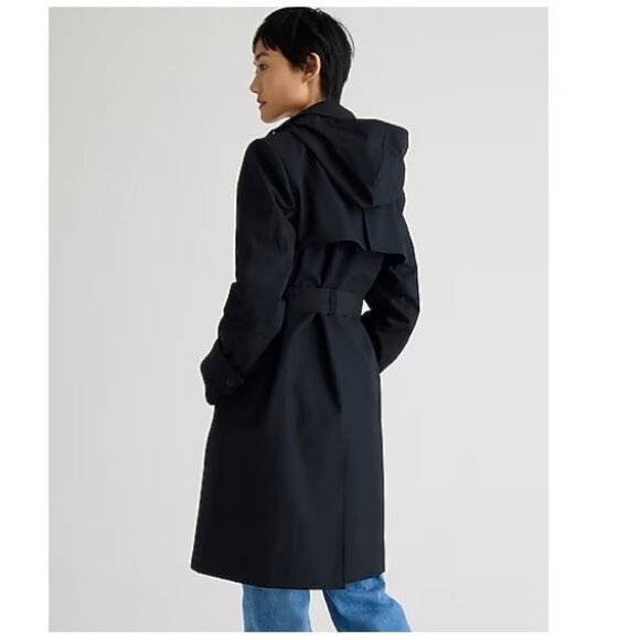 J.Crew Womens $348 Petite New Icon Trench Coat Black Size P0 BF458 - Picture 3 of 13